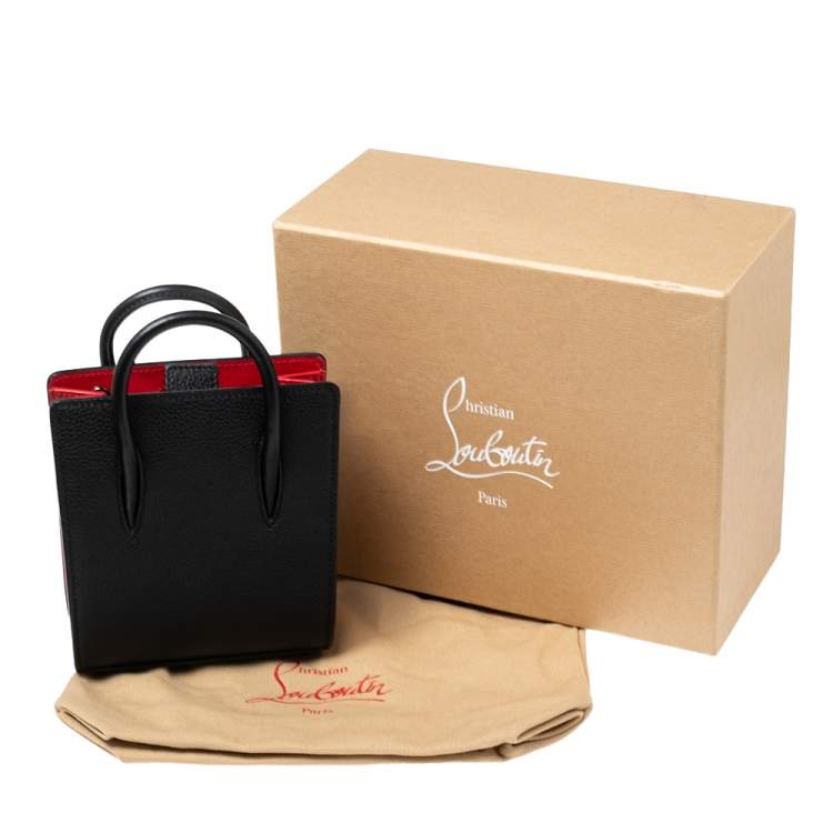 Pre Owned Christian Louboutin Black/Red Leather Mini Paloma Spike Tote