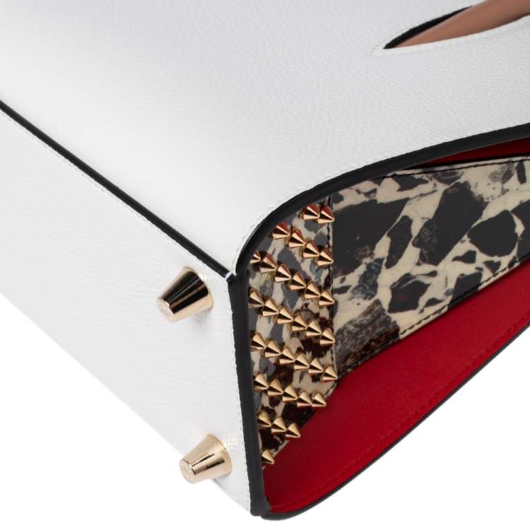 Pre Owned Christian Louboutin White Leather Small Paloma Tote