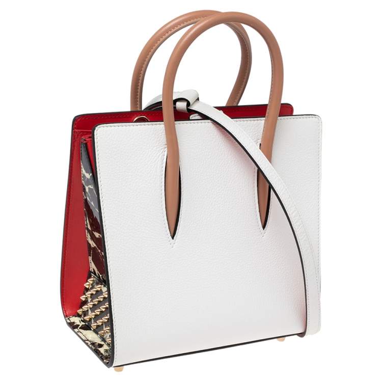 Pre Owned Christian Louboutin White Leather Small Paloma Tote