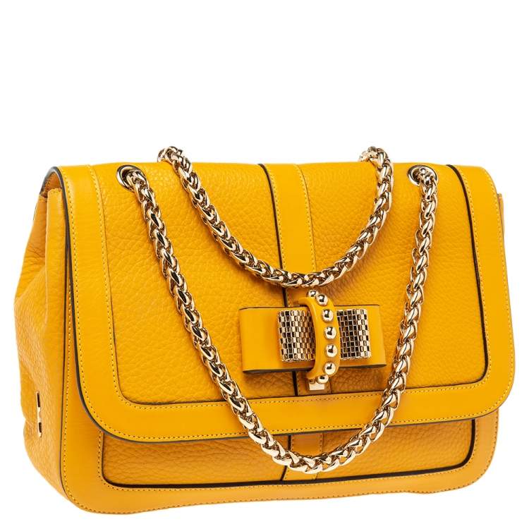 Pre Owned Christian Louboutin Yellow Leather Small Sweet Charity Shoulder Bag