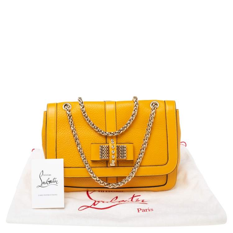 Pre Owned Christian Louboutin Yellow Leather Small Sweet Charity Shoulder Bag
