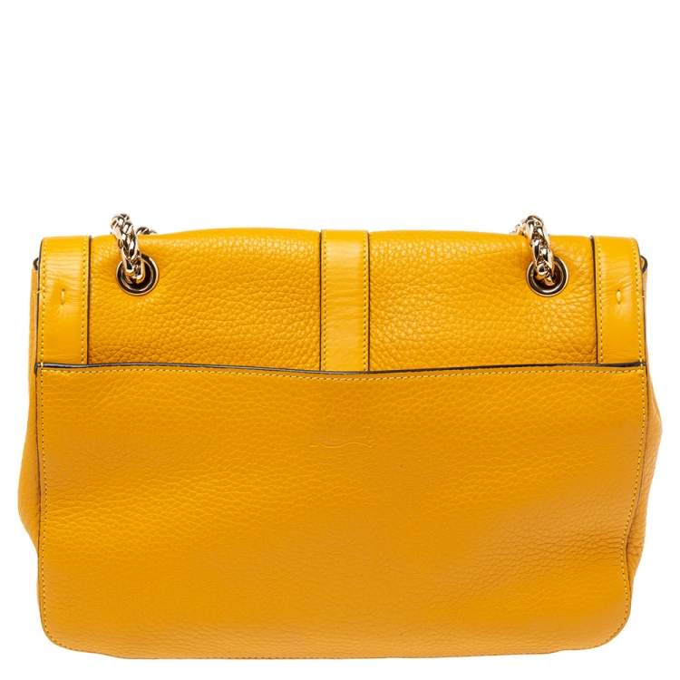 Pre Owned Christian Louboutin Yellow Leather Small Sweet Charity Shoulder Bag