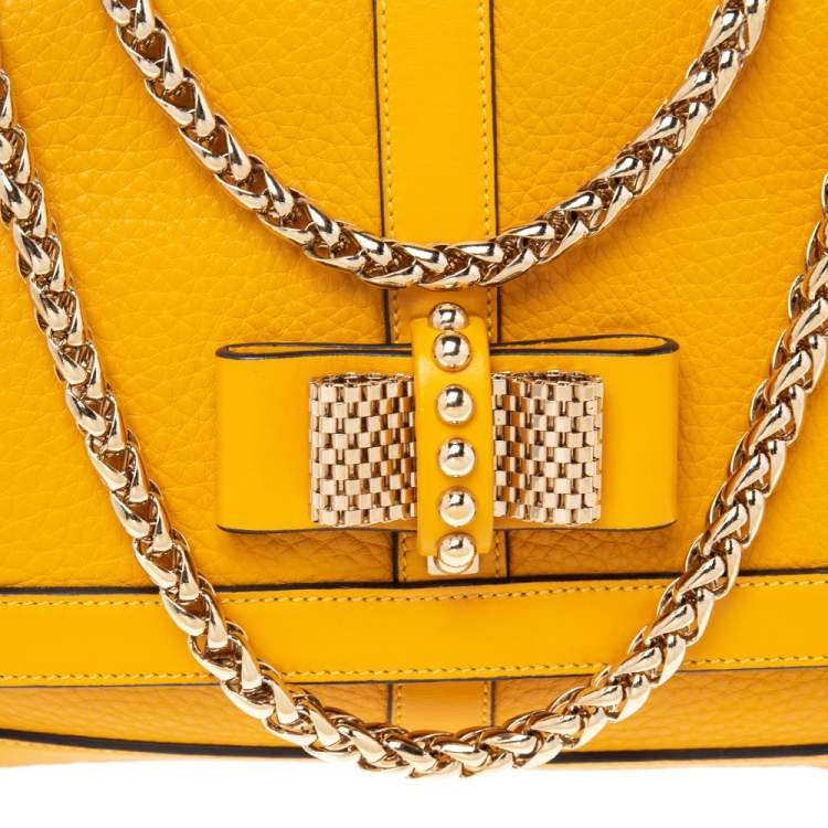 Pre Owned Christian Louboutin Yellow Leather Small Sweet Charity Shoulder Bag
