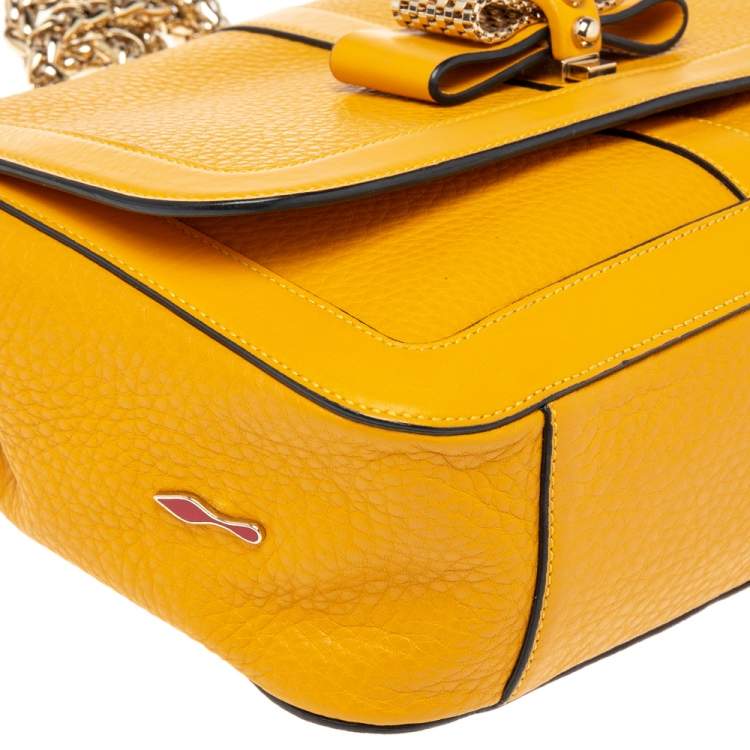 Pre Owned Christian Louboutin Yellow Leather Small Sweet Charity Shoulder Bag