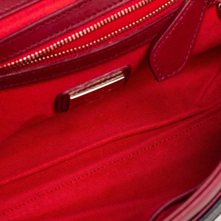Pre Owned Christian Louboutin Red/Black Leather Sweet Charity Shoulder Bag