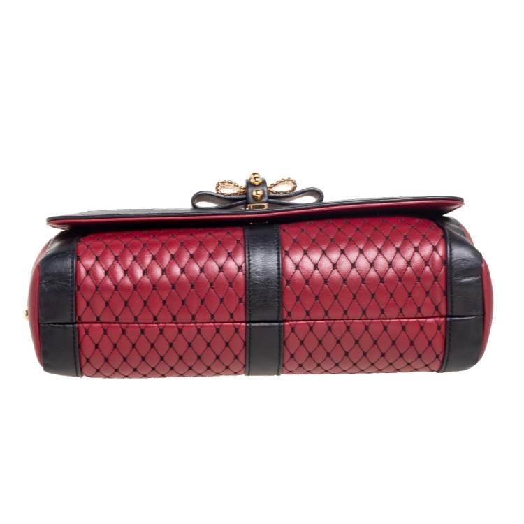 Pre Owned Christian Louboutin Red/Black Leather Sweet Charity Shoulder Bag