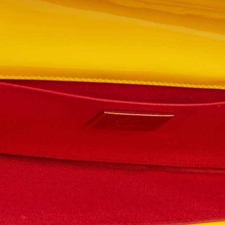 Pre Owned Christian Louboutin Yellow Patent Leather So Kate Clutch