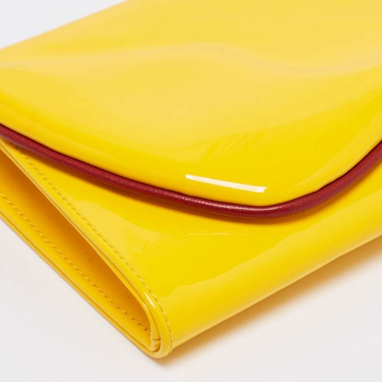 Pre Owned Christian Louboutin Yellow Patent Leather So Kate Clutch