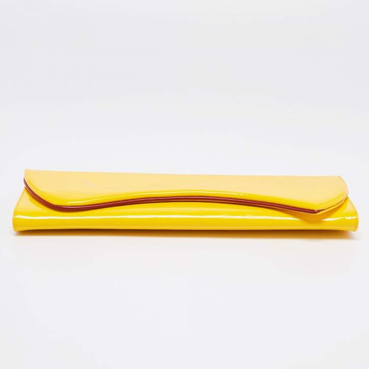 Pre Owned Christian Louboutin Yellow Patent Leather So Kate Clutch