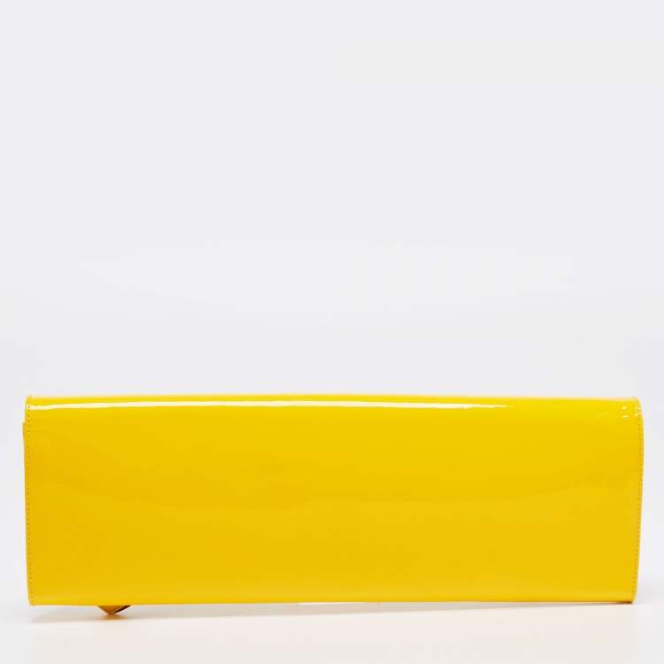 Pre Owned Christian Louboutin Yellow Patent Leather So Kate Clutch
