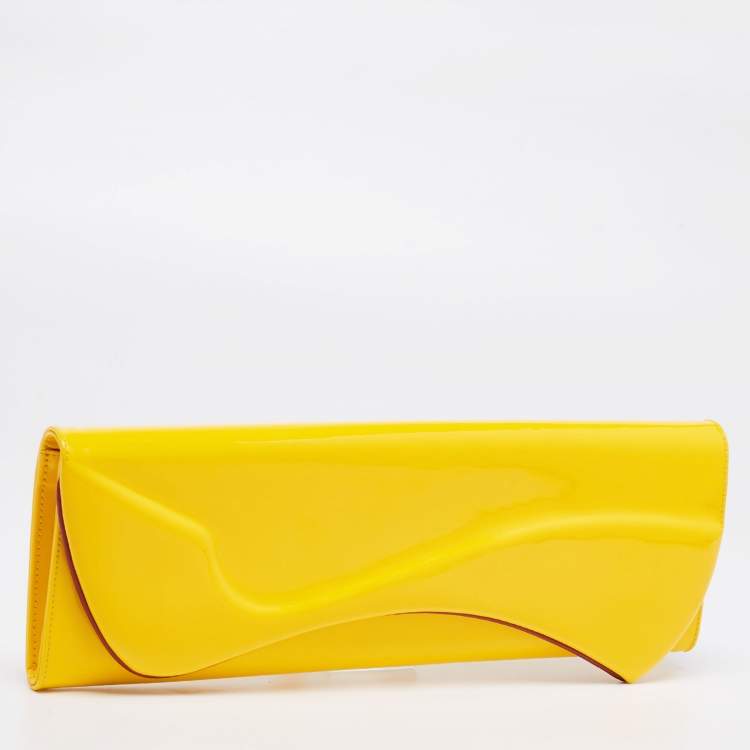 Pre Owned Christian Louboutin Yellow Patent Leather So Kate Clutch
