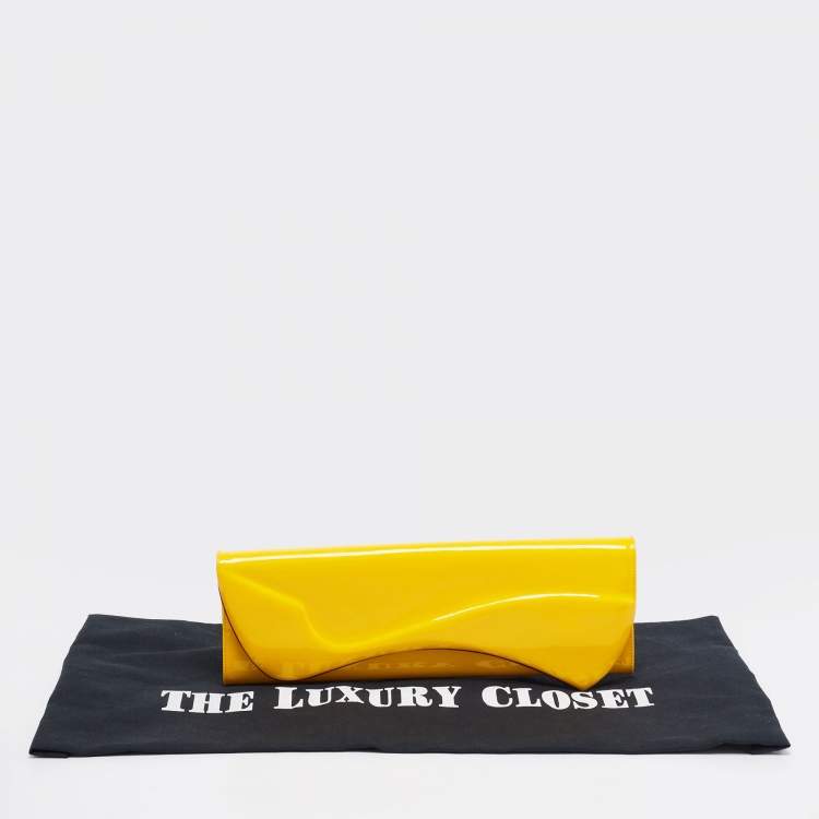 Pre Owned Christian Louboutin Yellow Patent Leather So Kate Clutch