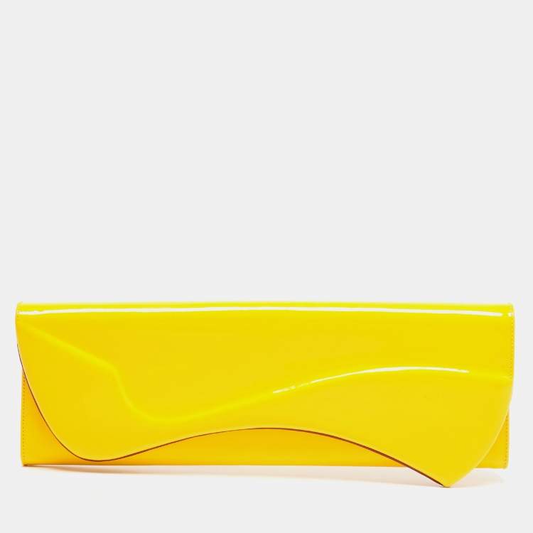 Pre Owned Christian Louboutin Yellow Patent Leather So Kate Clutch