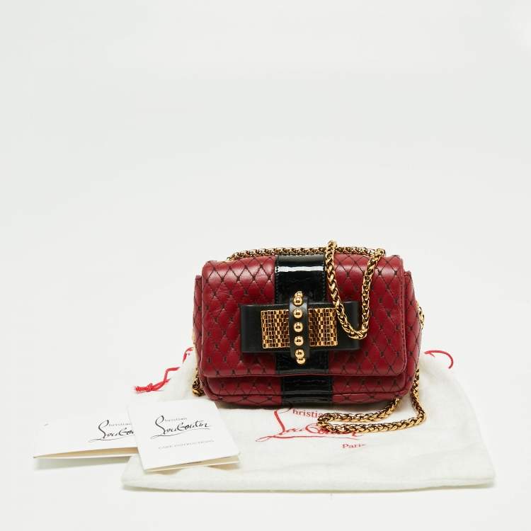 مملوكة مسبقًا Christian Louboutin Red/Black Matelasse Leather Sweet Charity Shoulder Bag