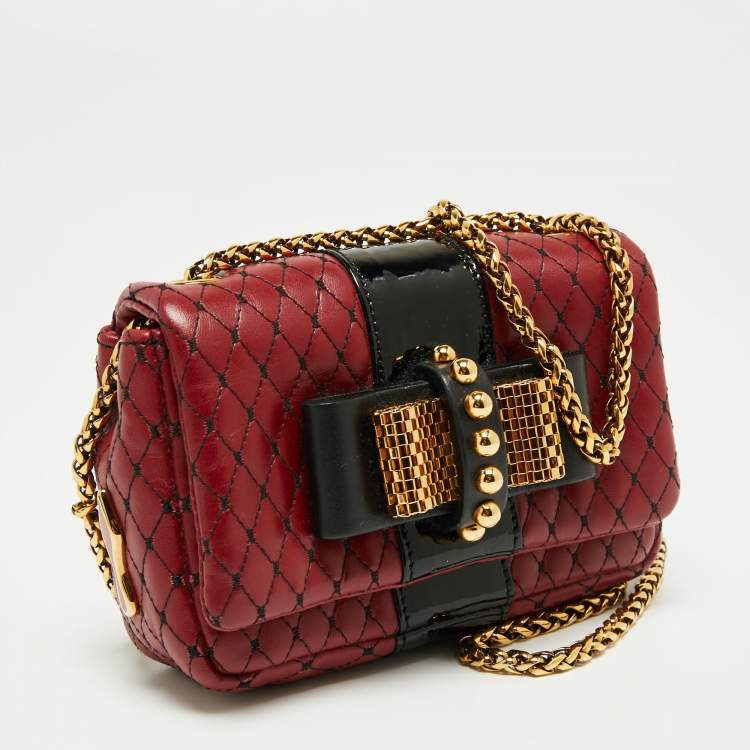 مملوكة مسبقًا Christian Louboutin Red/Black Matelasse Leather Sweet Charity Shoulder Bag
