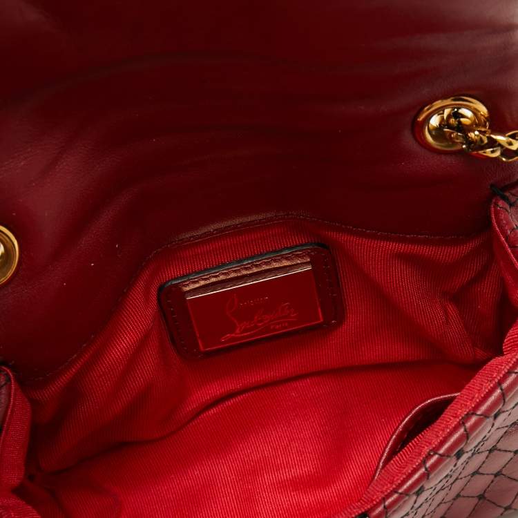 مملوكة مسبقًا Christian Louboutin Red/Black Matelasse Leather Sweet Charity Shoulder Bag