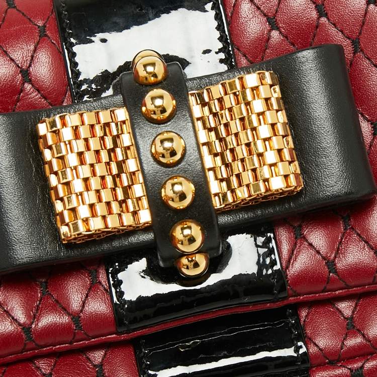 مملوكة مسبقًا Christian Louboutin Red/Black Matelasse Leather Sweet Charity Shoulder Bag