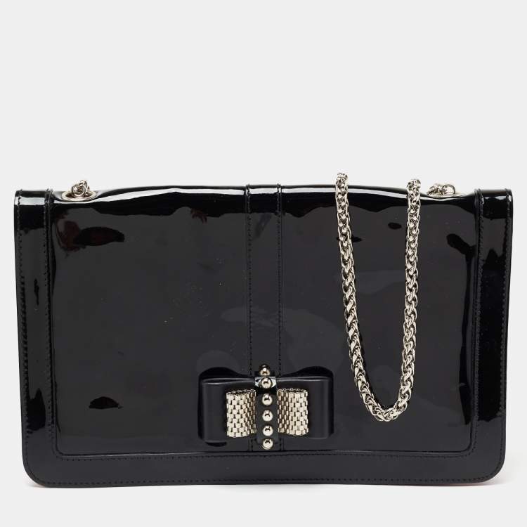 Pre Owned Christian Louboutin Black Patent Leather Sweet Charity Shoulder Bag