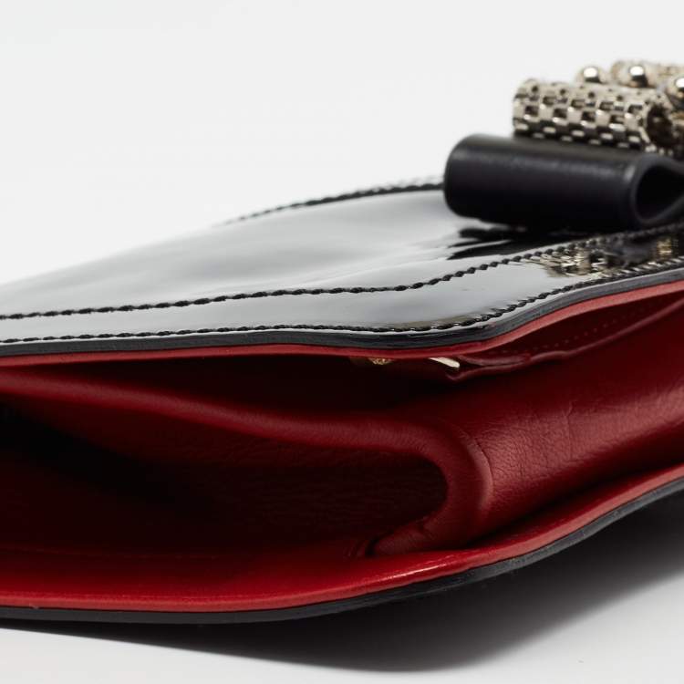 Pre Owned Christian Louboutin Black Patent Leather Sweet Charity Shoulder Bag
