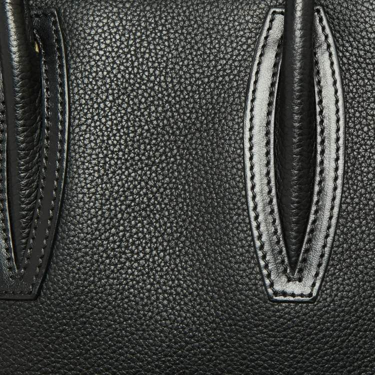 Pre Owned Christian Louboutin Black/Red Leather Mini Paloma Tote