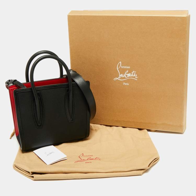 Pre Owned Christian Louboutin Black/Red Leather Mini Paloma Tote