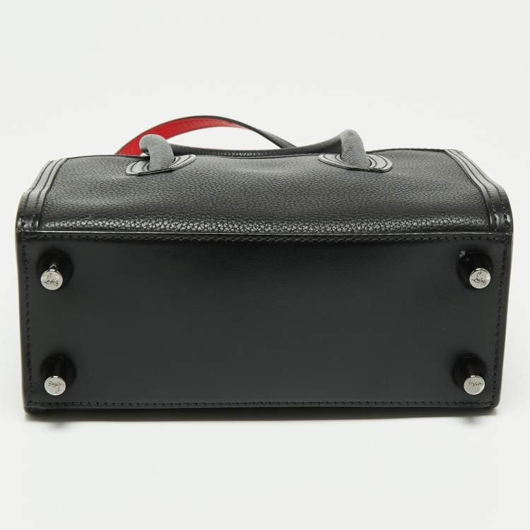 Pre Owned Christian Louboutin Black/Red Leather Mini Paloma Tote