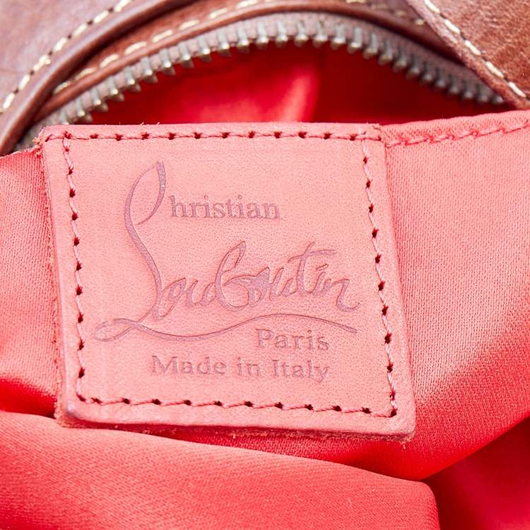 Pre Owned Christian Louboutin Brown Python And Leather Hobo