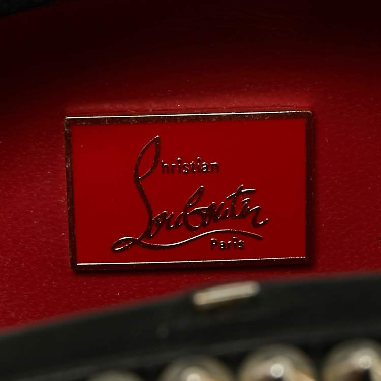 Pre Owned Christian Louboutin Black Leather Spike Mina Chain Clutch