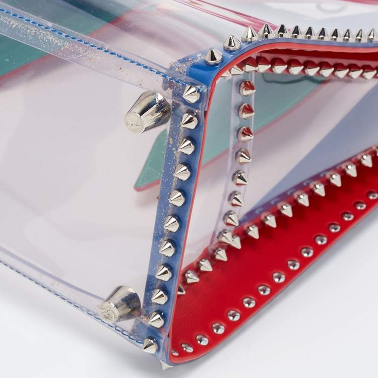 Pre Owned Christian Louboutin Multicolor/Clear PVC and Leather Medium Paloma Tote