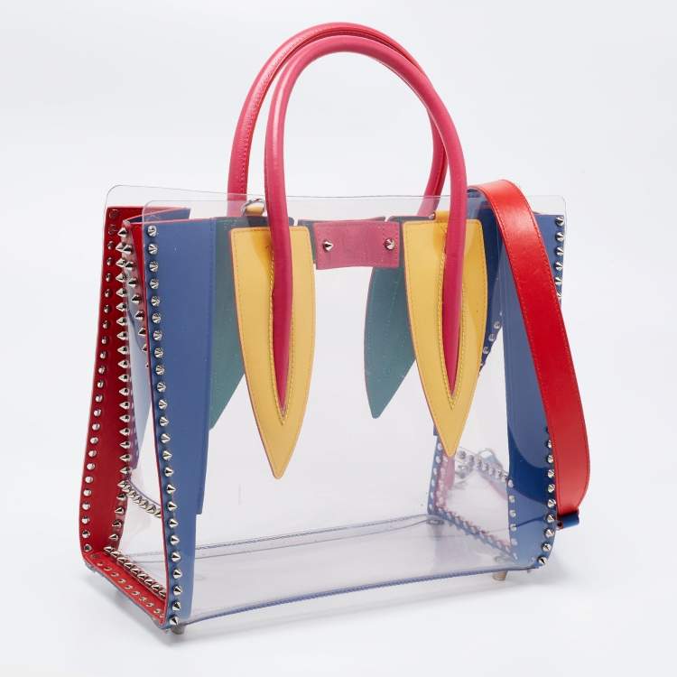Pre Owned Christian Louboutin Multicolor/Clear PVC and Leather Medium Paloma Tote
