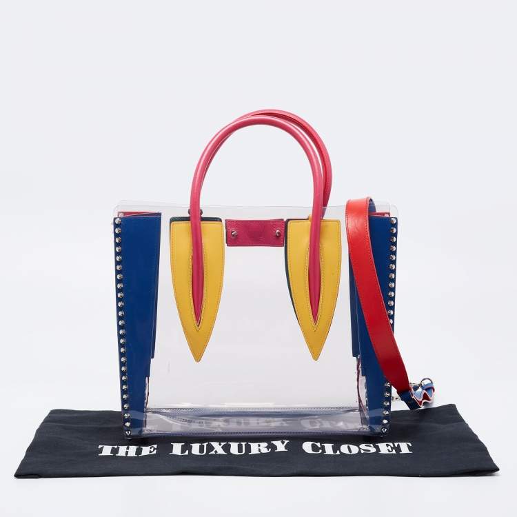 Pre Owned Christian Louboutin Multicolor/Clear PVC and Leather Medium Paloma Tote
