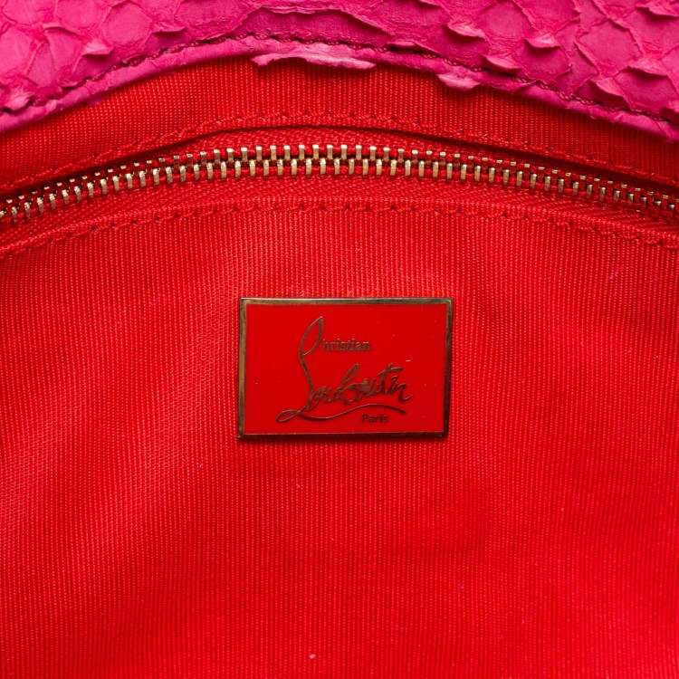 Pre Owned Christian Louboutin Grenadine Snakeskin and Patent Leather Riviera Chain Clutch