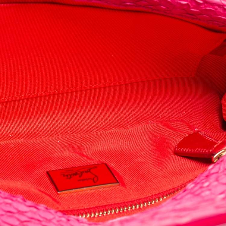 Pre Owned Christian Louboutin Grenadine Snakeskin and Patent Leather Riviera Chain Clutch