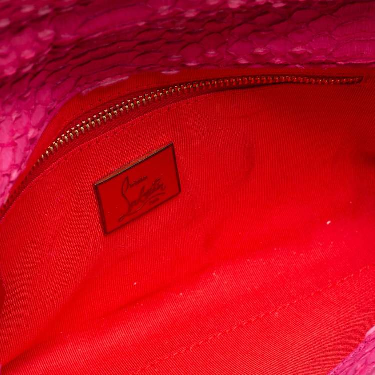 Pre Owned Christian Louboutin Grenadine Snakeskin and Patent Leather Riviera Chain Clutch