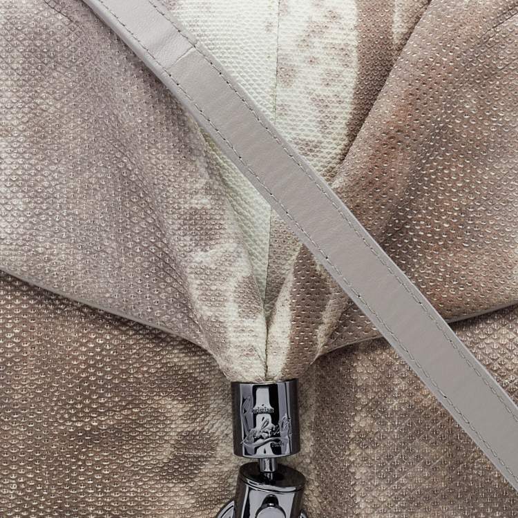 Pre Owned Christian Louboutin Grey Karung and Leather Top Handle Bag