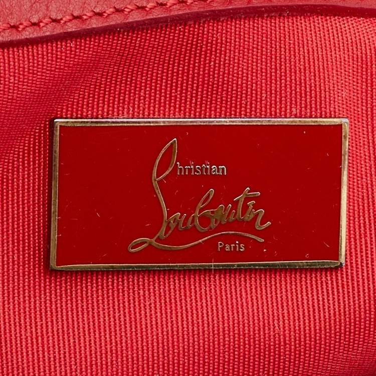 Pre Owned Christian Louboutin Grey Karung and Leather Top Handle Bag