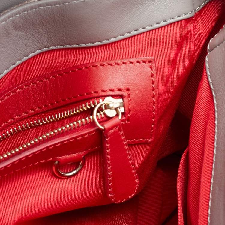Pre Owned Christian Louboutin Grey Karung and Leather Top Handle Bag