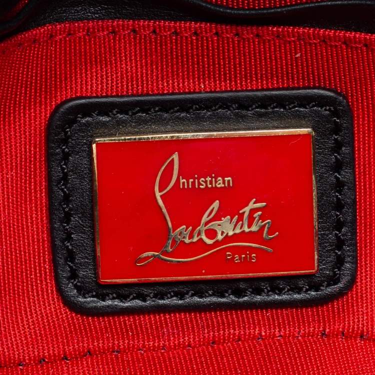 Pre Owned Christian Louboutin Gold/Black Velvet And Leather Sweet Charity Shoulder Bag