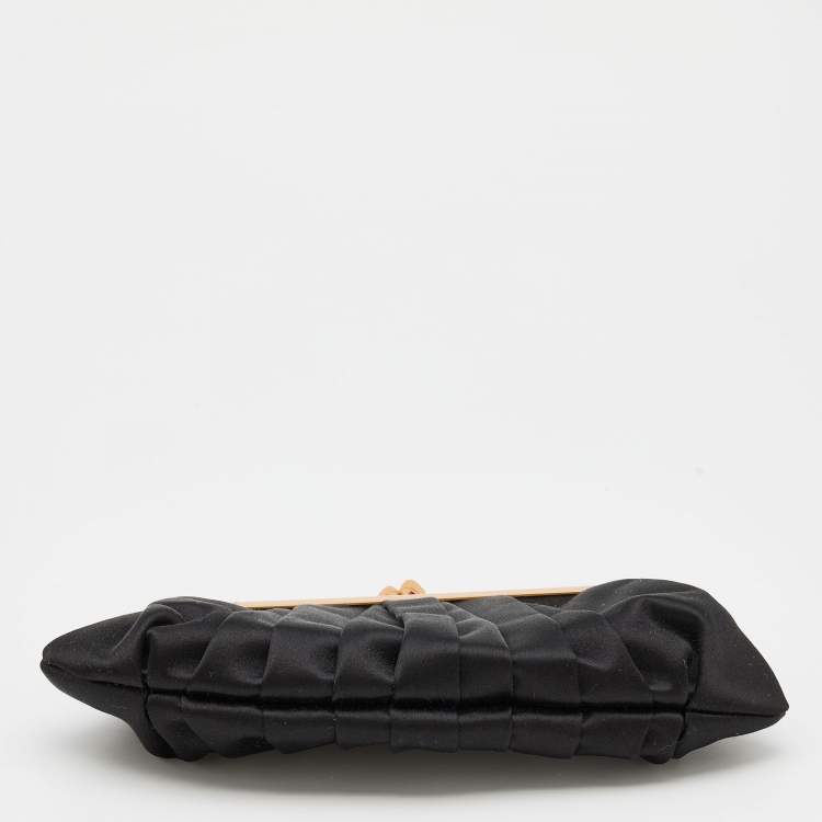 Pre Owned Christian Louboutin Black Satin Loubinight Frame Clutch