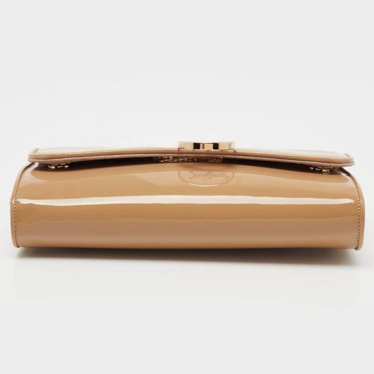 Pre Owned Christian Louboutin Beige Patent Leather Riviera Clutch