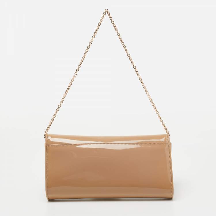 Pre Owned Christian Louboutin Beige Patent Leather Riviera Clutch
