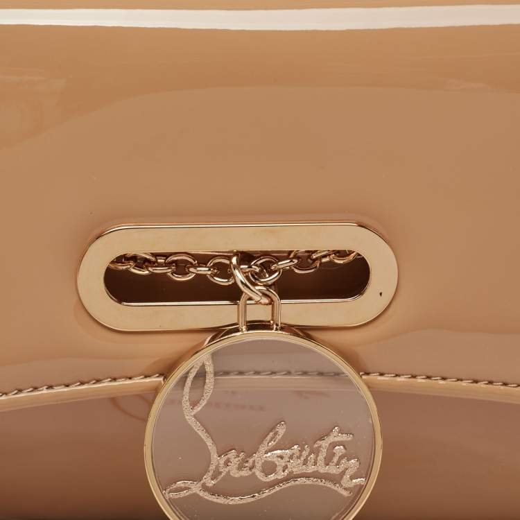 Pre Owned Christian Louboutin Beige Patent Leather Riviera Clutch