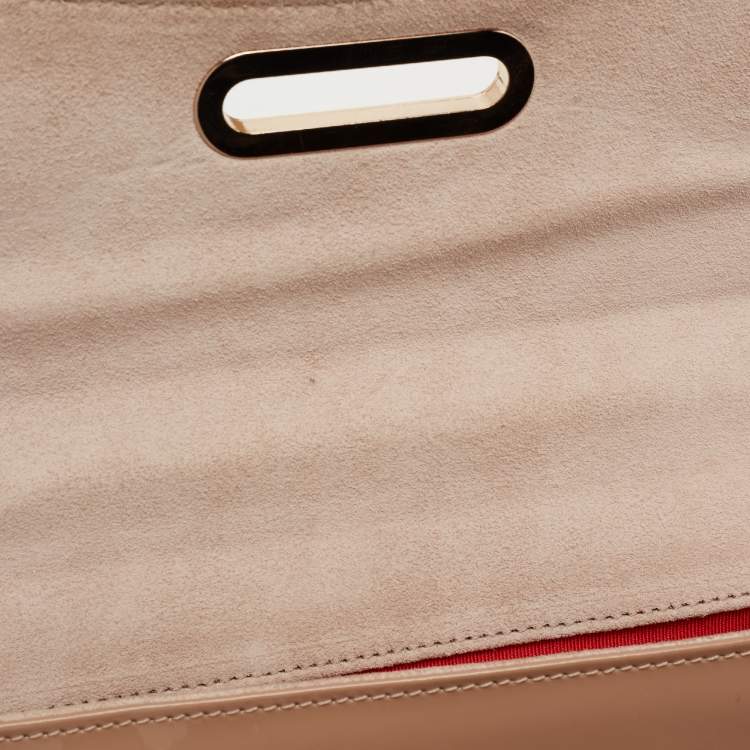 Pre Owned Christian Louboutin Beige Patent Leather Riviera Clutch