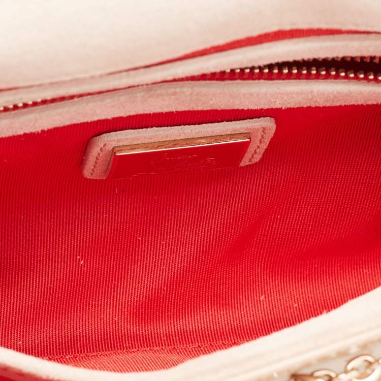 Pre Owned Christian Louboutin Beige Patent Leather Riviera Clutch