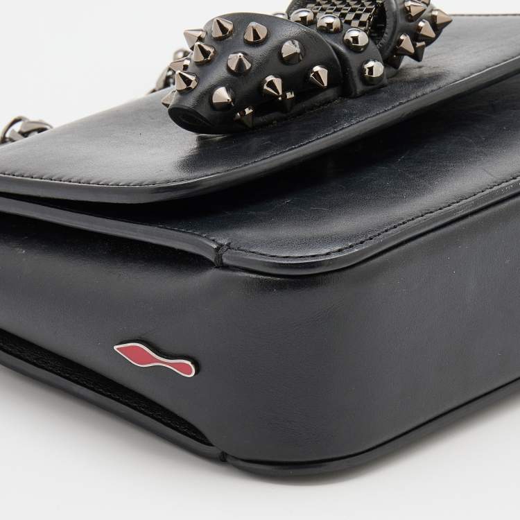 Pre Owned Christian Louboutin Black Leather Sweet Charity Loubi Bow Shoulder Bag
