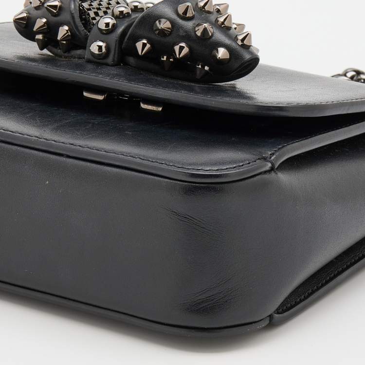Pre Owned Christian Louboutin Black Leather Sweet Charity Loubi Bow Shoulder Bag