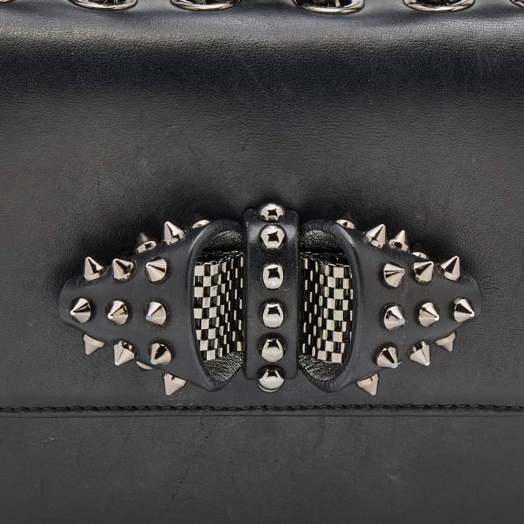 Pre Owned Christian Louboutin Black Leather Sweet Charity Loubi Bow Shoulder Bag