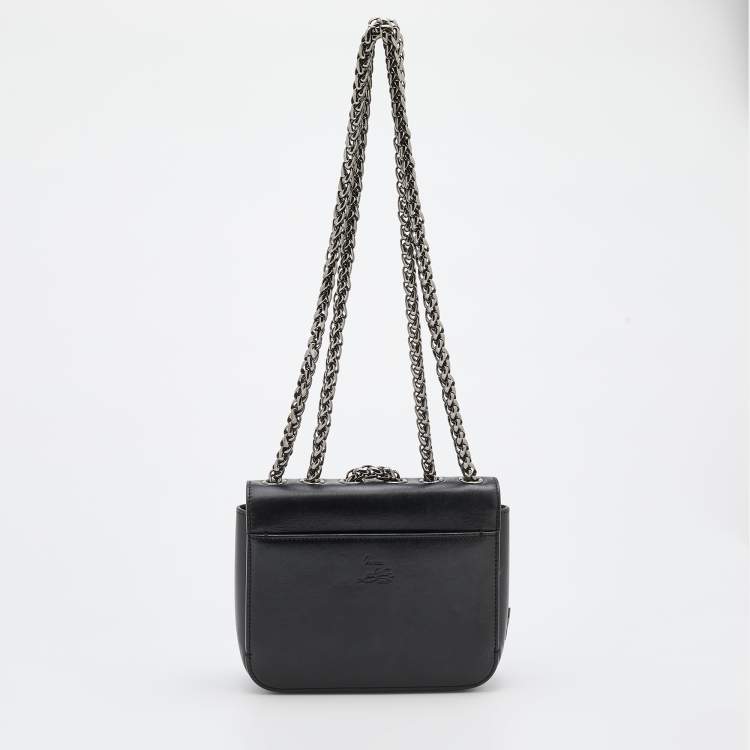 Pre Owned Christian Louboutin Black Leather Sweet Charity Loubi Bow Shoulder Bag