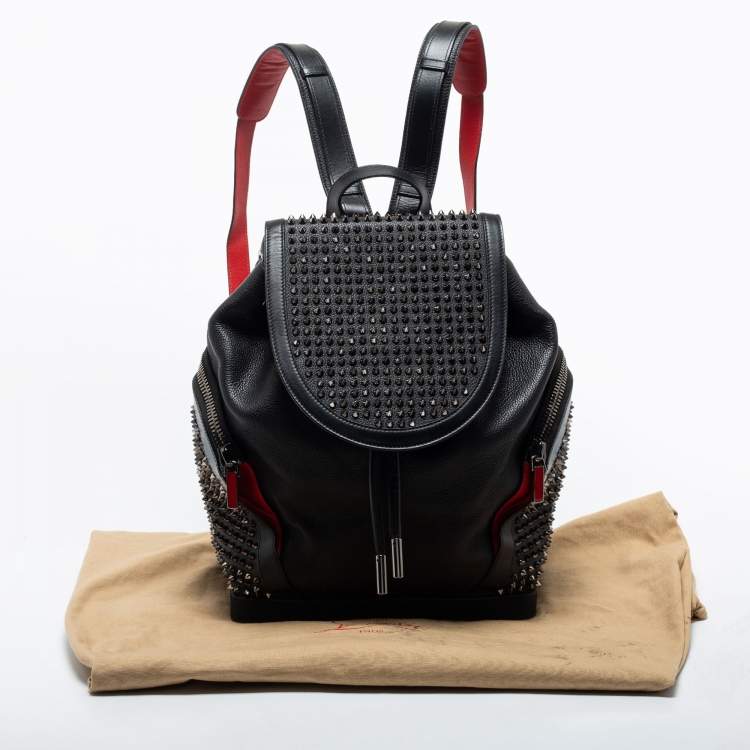 Pre Owned Christian Louboutin Black/Red Leather and Rubber Explorafunk Backpack