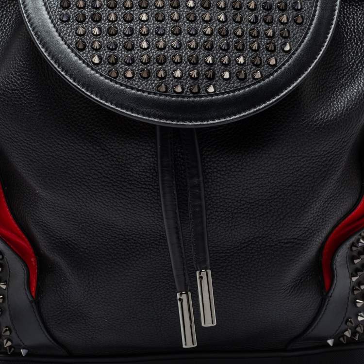 Pre Owned Christian Louboutin Black/Red Leather and Rubber Explorafunk Backpack